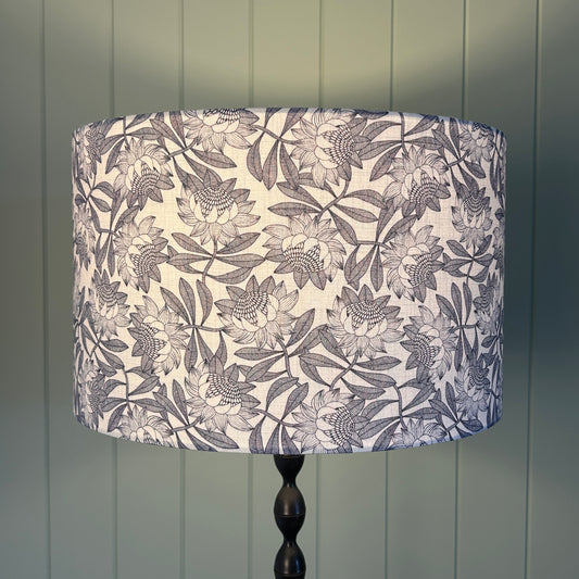 Hamptons Botanical Protea Lampshade Navy White