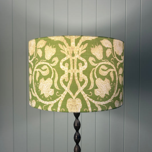 Spring green lampshade with damask provincial style fabric made by Kalani Interiors