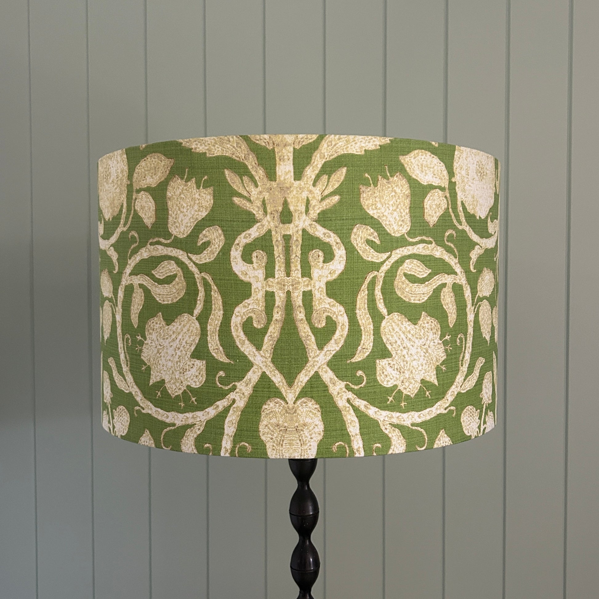 Spring green lampshade with damask provincial style fabric