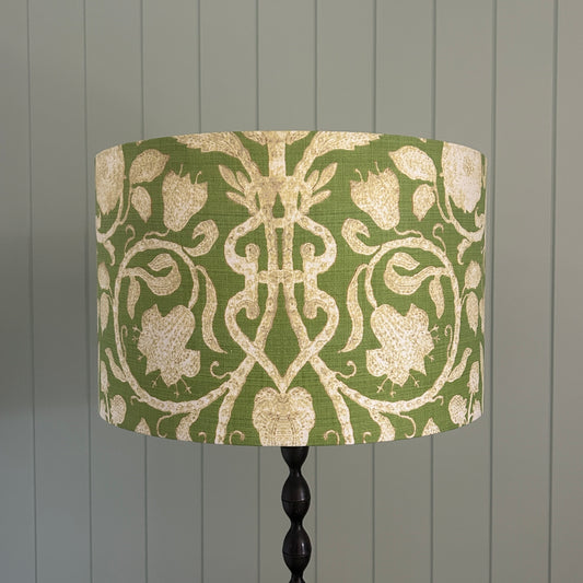 Spring green lampshade with damask provincial style fabric