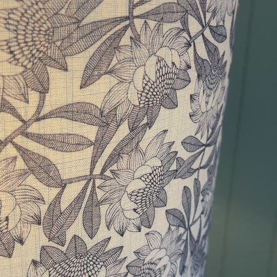 Hamptons Botanical Protea Lampshade Navy White Video Closeup