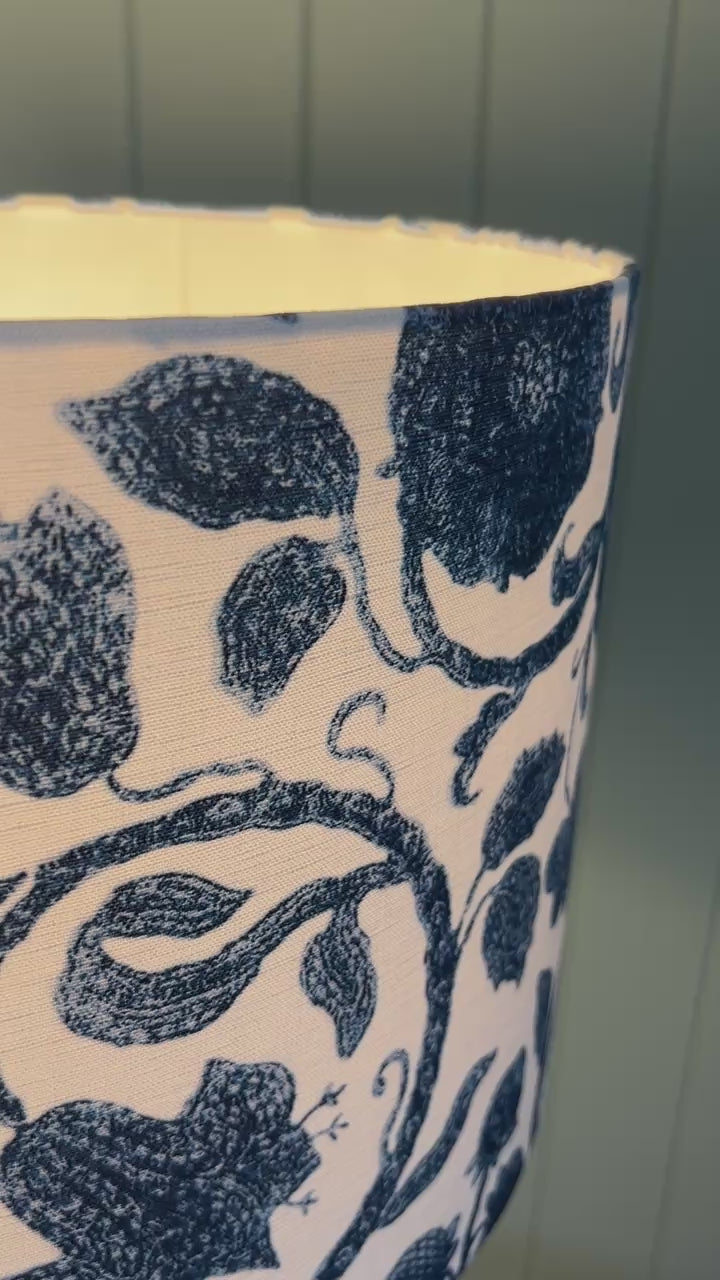 Hamptons Provincial Blue White Navy Lampshade Video Closeup