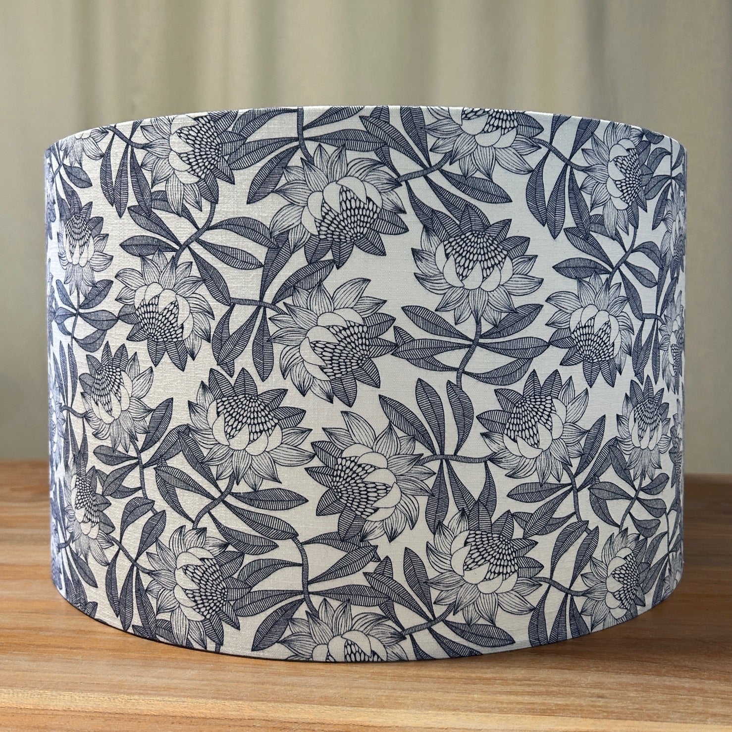Floral patterned lampshade with a neutral background